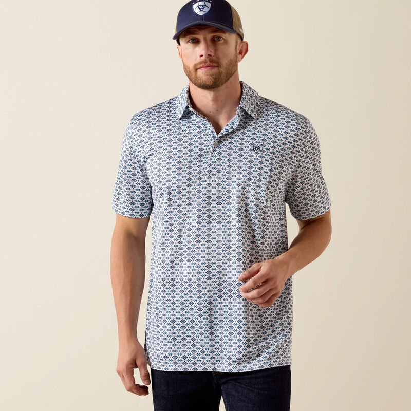 Ariat All Over Print  Polo -White Southwest Print