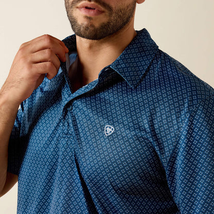 Ariat All Over Print  Polo - Dark Denim Medallion Print