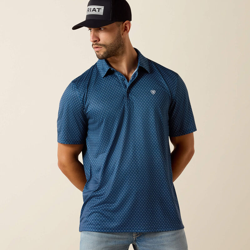 Ariat All Over Print  Polo - Dark Denim Medallion Print