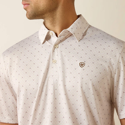 Ariat All Over Print  Polo - Moonbeam Steer Print