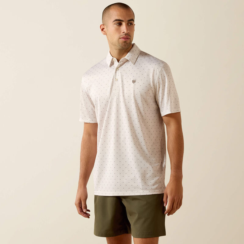 Ariat All Over Print  Polo - Moonbeam Steer Print