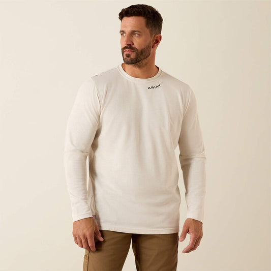 Ariat FR Base Layer Long Sleeve Shirt in Moonbeam, front view - Amigos Pro Shop