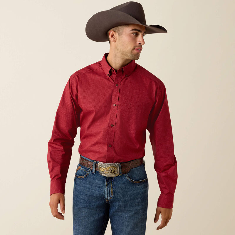 Ariat Tito L/S Shirt - Brick Red Geo Print