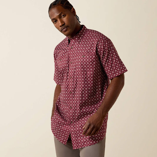 Ariat 360 AirFlow S/S Shirt - Maroon Banner
