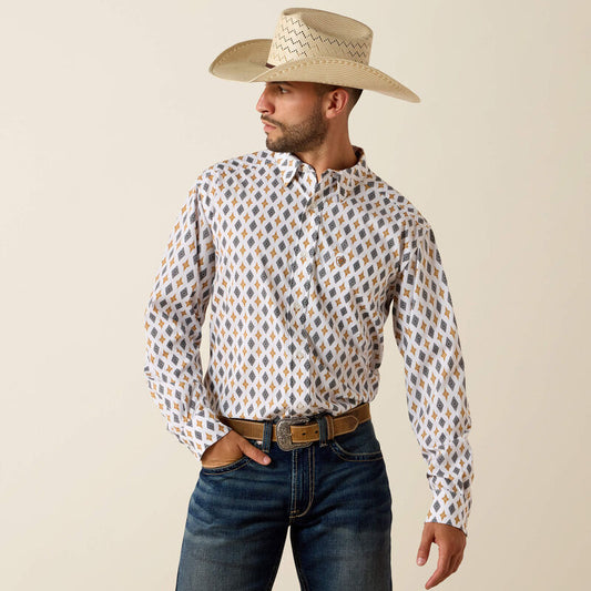 Ariat Printed 360 AirFlow L/S Shirt - White