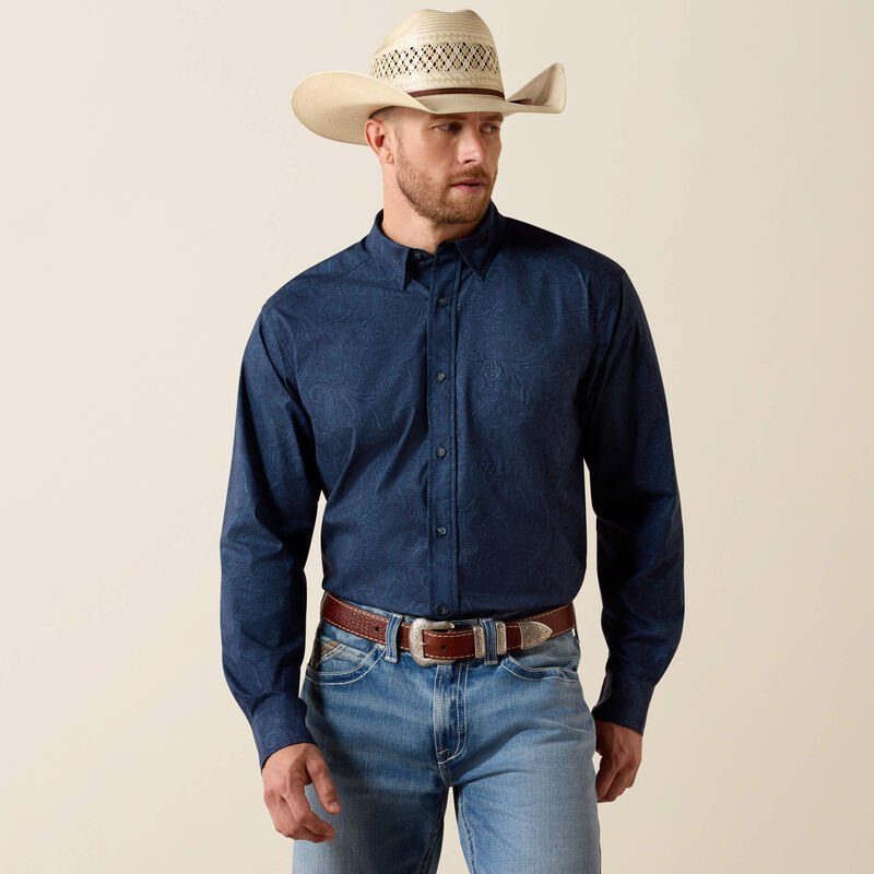 Ariat Printed 360 AirFlow L/S Shirt - Navy