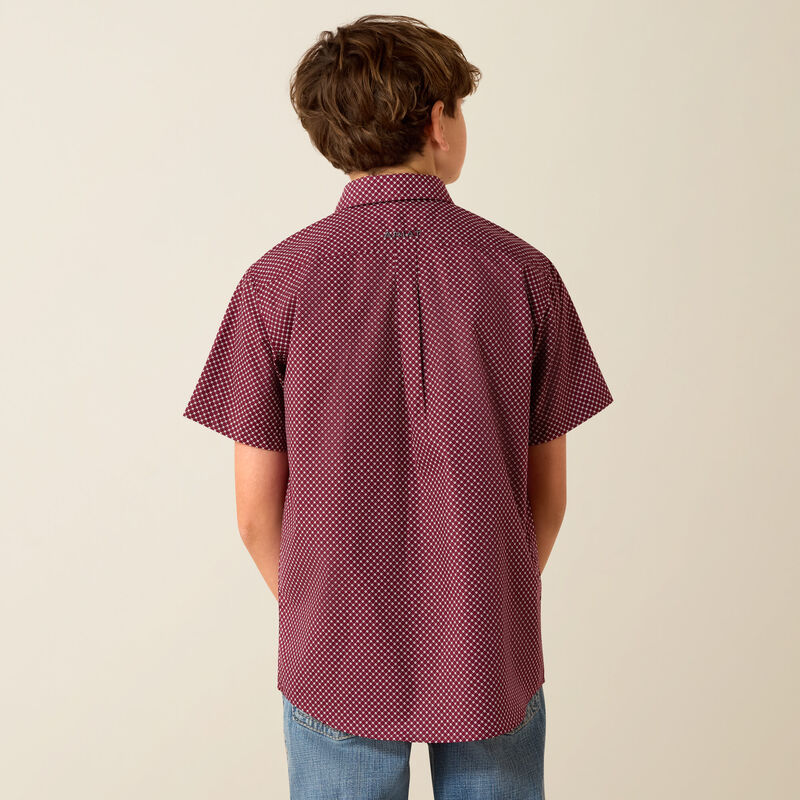 Ariat Boys Pippin SS Shirt - Maroon BANNER Geo Print