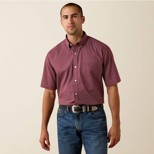 Ariat Men’s PIPPIN SS SHIRT - Maroon Banner geo print