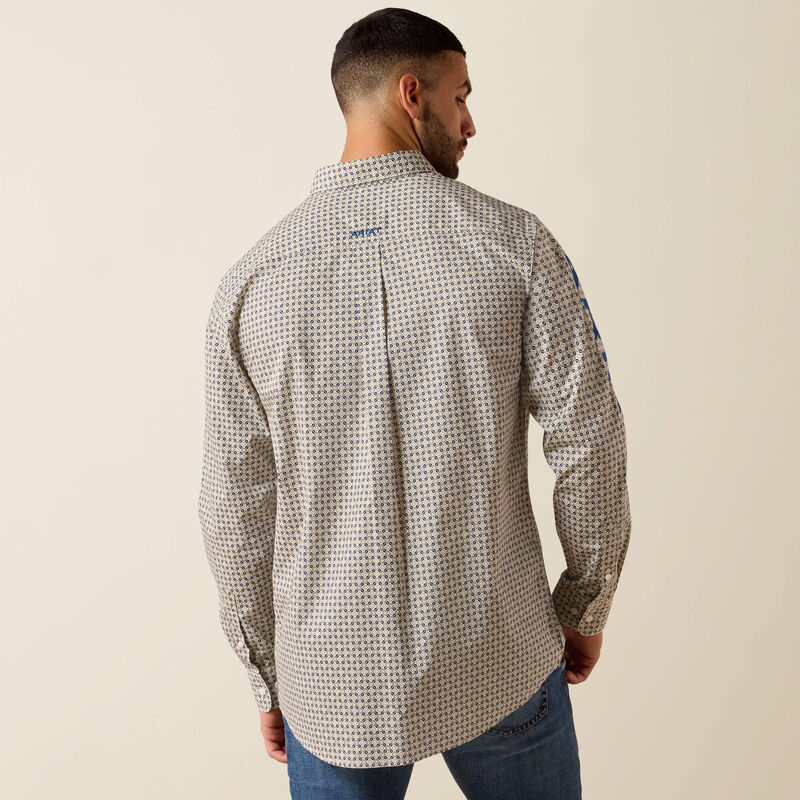 Ariat Team Welles FITTED LS Shirt - Khaki/ Dark Blue