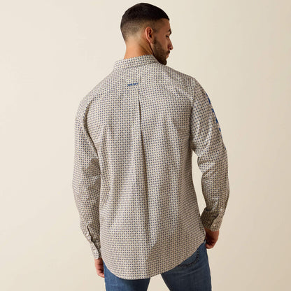 Ariat Team Welles FITTED LS Shirt - Khaki/ Dark Blue