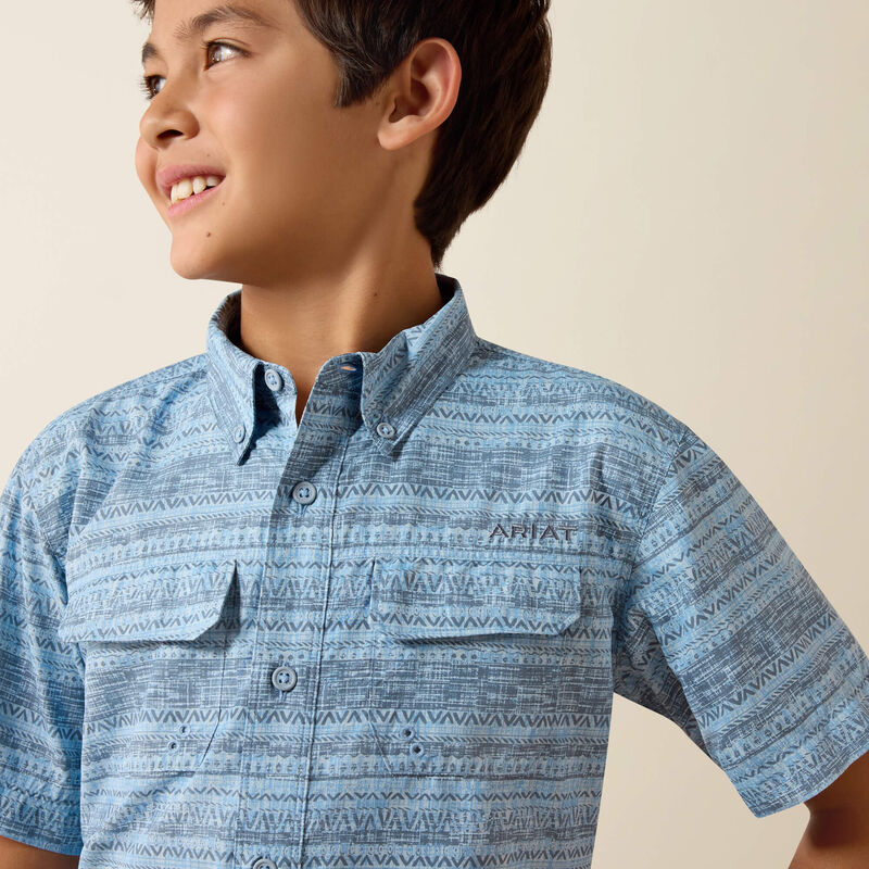 Ariat Youth PRINTED Venttek Outbound SS shirt - BLISSFUL BLUE
