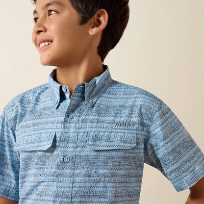 Ariat Youth PRINTED Venttek Outbound SS shirt - BLISSFUL BLUE