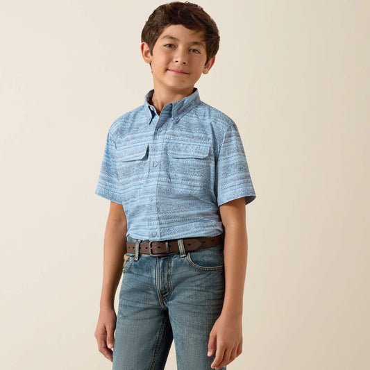 Ariat Youth PRINTED Venttek Outbound SS shirt - BLISSFUL BLUE