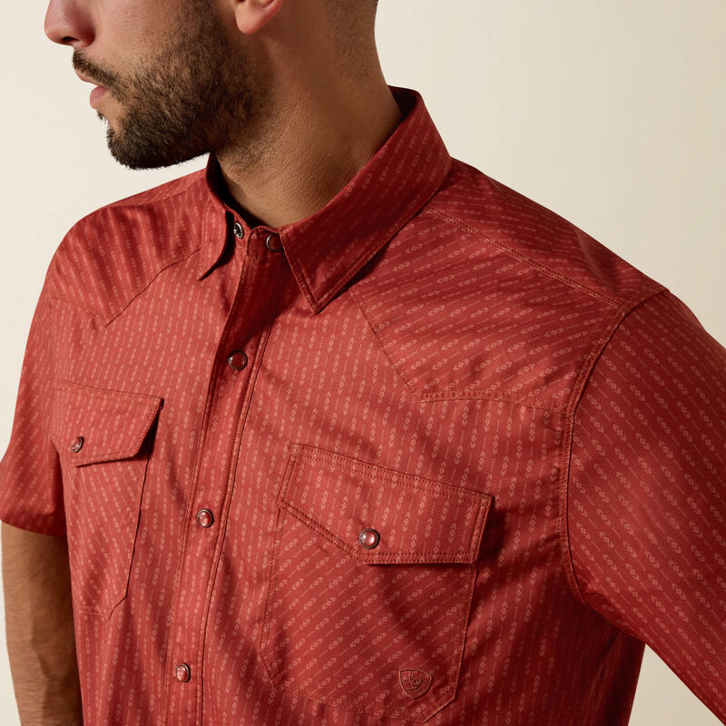 Ariat Men’s FITTED Western Venttek Snap Shirt - Chili Oil