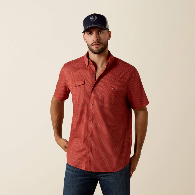 Ariat Men’s FITTED Western Venttek Snap Shirt - Chili Oil