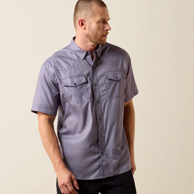 Ariat Men’s Western Printed Venttek Snap Shirt - Dark Denim
