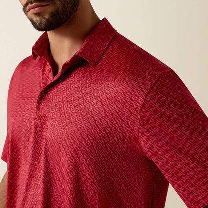 Ariat PRINTED 360 AIRFLOW SS POLO - SCARLET