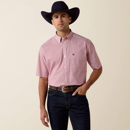 Ariat Bowman S/S Shirt - Hibiscus Red Triangle Print