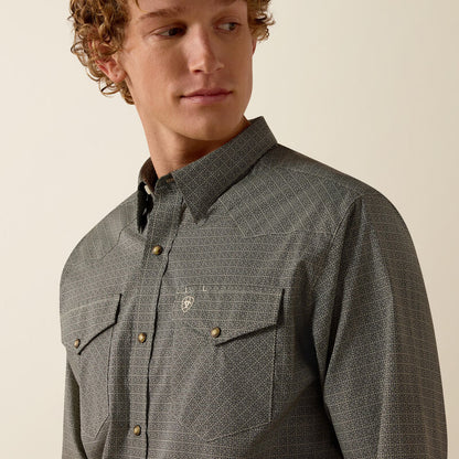 Ariat Floyd Fitted Snap L/S Shirt - Black Medallion Print