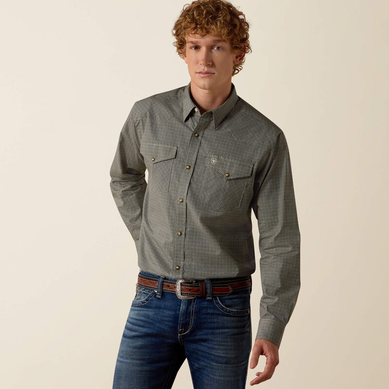 Ariat Floyd Fitted Snap L/S Shirt - Black Medallion Print