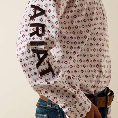 Ariat Youth Team Dallas L/S Shirt - White Multi Geo Print/Black