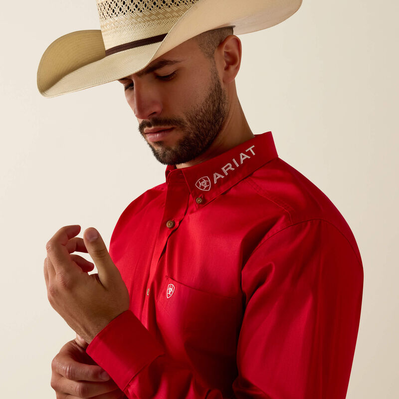 Ariat Team Logo FTD Twill Shirt - Tango Red/ White