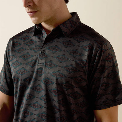 Ariat All Print Heathered Polo - Charcoal Heather Southwest Print