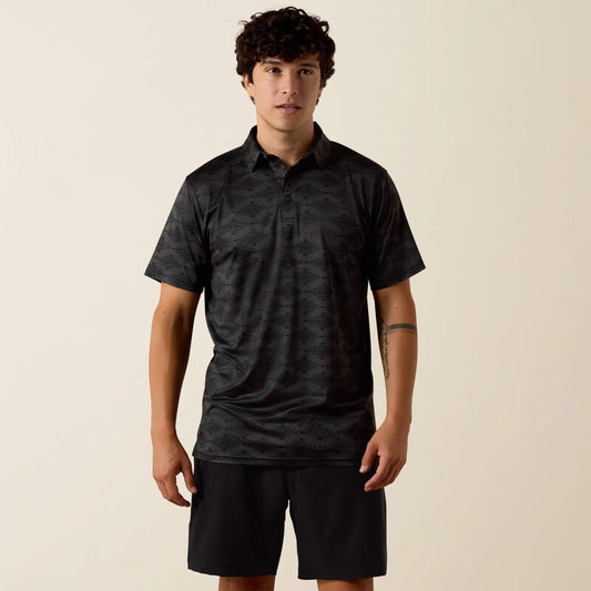 Ariat All Print Heathered Polo - Charcoal Heather Southwest Print