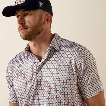 Ariat All Over Print  Polo - White MULTI MEDALLION Print