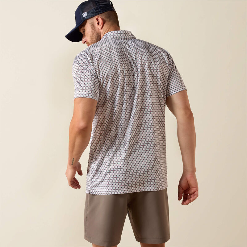 Ariat All Over Print  Polo - White MULTI MEDALLION Print