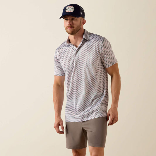 Ariat All Over Print  Polo - White MULTI MEDALLION Print