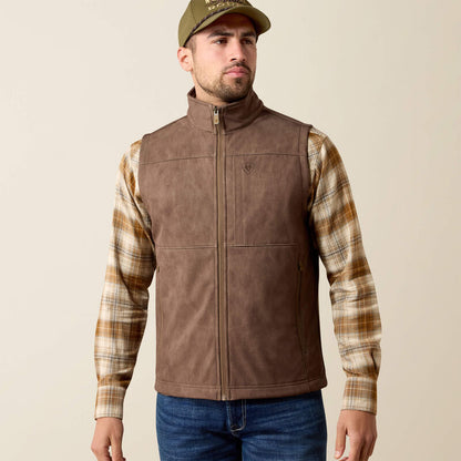 Men's Ariat Vernon Softshell Vest - Wren Faux Leather