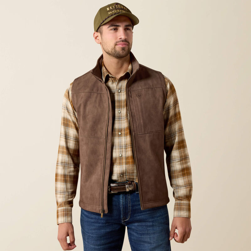 Men's Ariat Vernon Softshell Vest - Wren Faux Leather