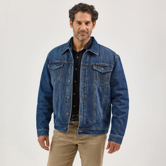 Men's Wrangler Retro Sherpa Lined Denim Jacket - Blue Shadow