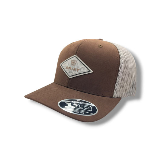 Ariat Suede Leather Logo Patch Hat - Brown