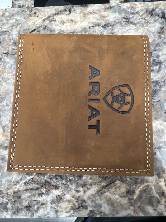 Men's Bifold Flip Wallet - Brown Embossed Logo