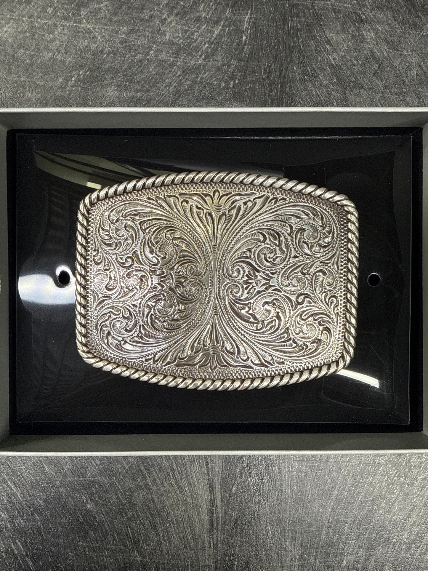 Men's Nocona Rectangle Floral Silver Buckle