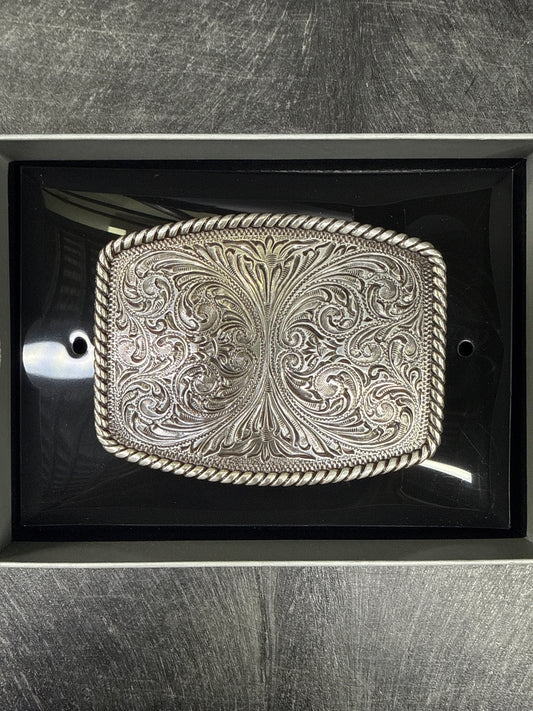 Men's Nocona Rectangle Floral Silver Buckle