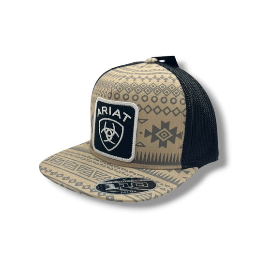 Ariat Aztec Center Logo Patch Hat - Tan/Black