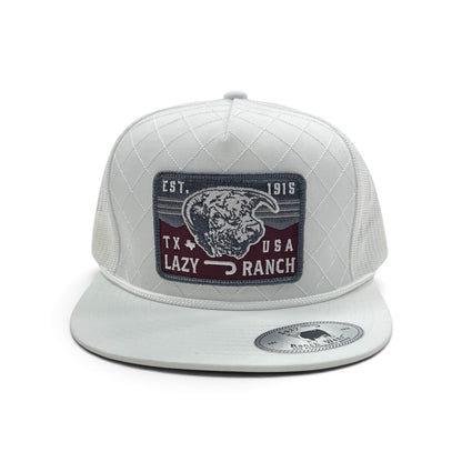 Lazy J Hat - White Red Rock Quilted