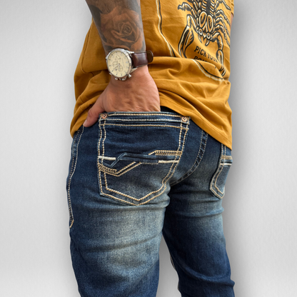 Men's Western Blue Classic Modern Boot Denim (W-466)