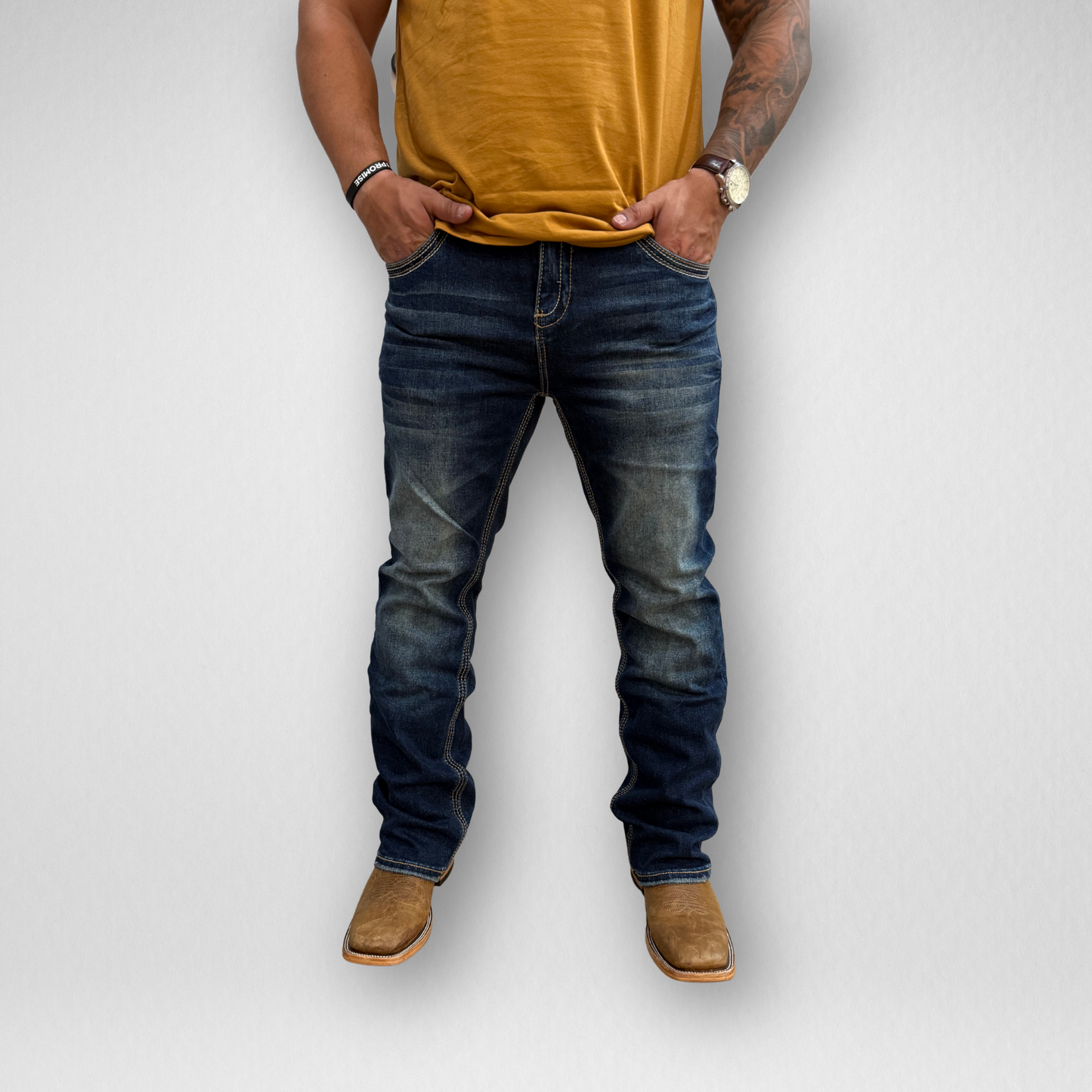 Men's Western Blue Classic Modern Boot Denim (W-466)