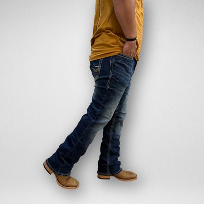 Men's Western Blue Classic Modern Boot Denim (W-466)