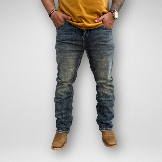 Men's Western Blue Classic Modern Boot Denim (W-468)