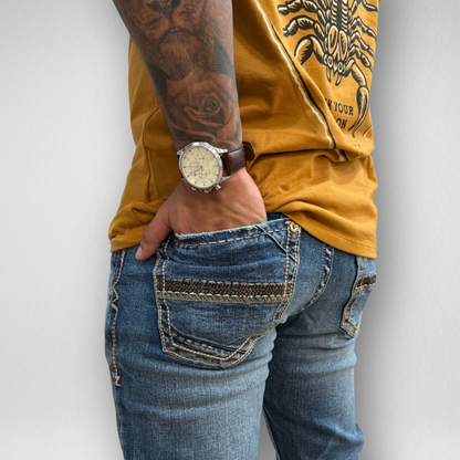 Men's Western Blue Classic Modern Boot Denim (W-470)