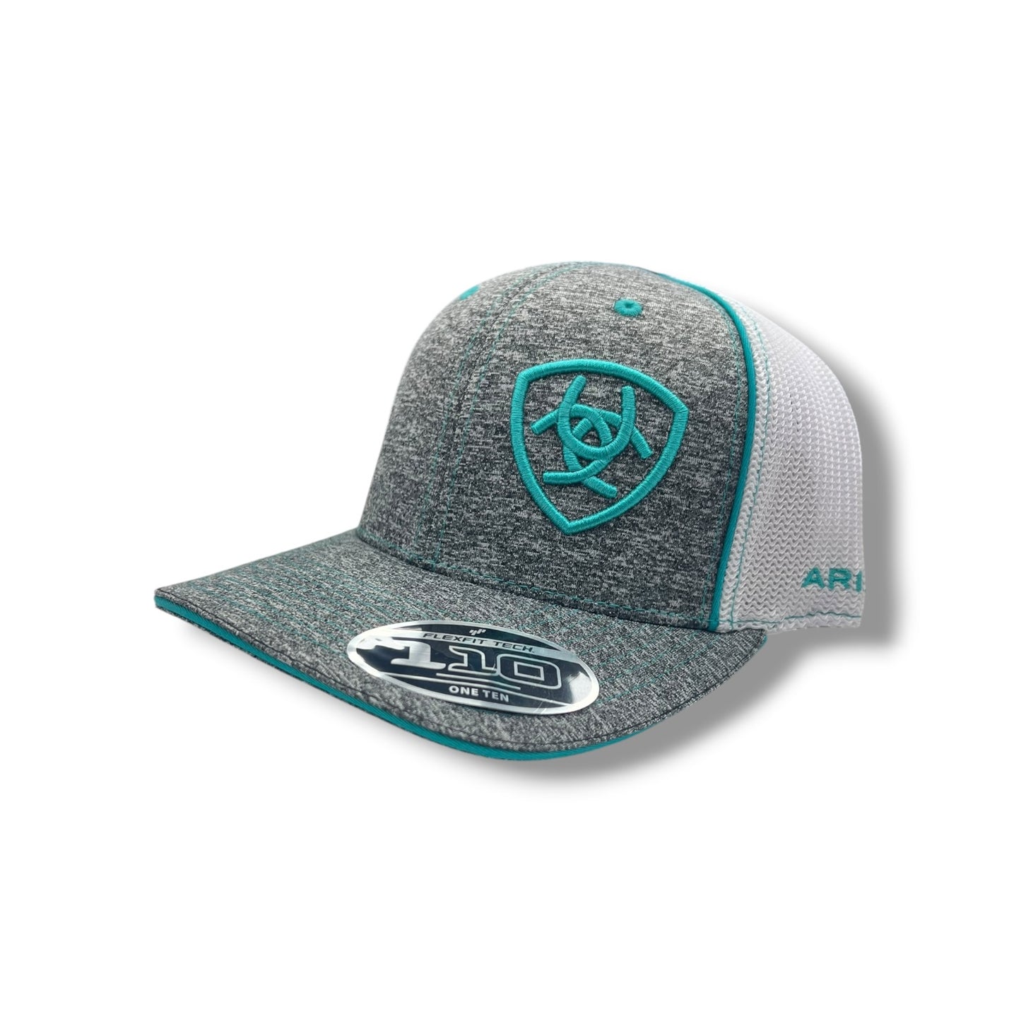 Ariat Offset Shield Logo Hat - Heather Grey/Teal