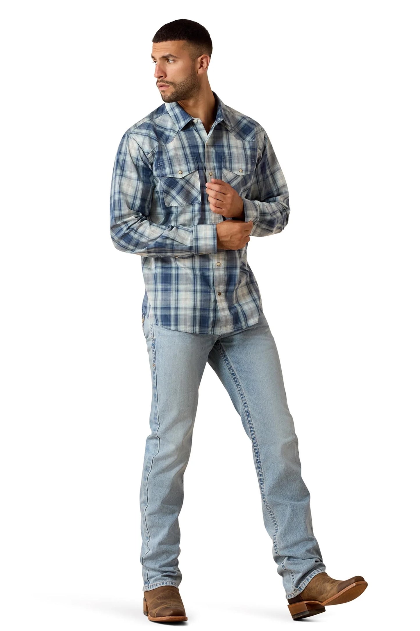 Ariat Retro Heathcliff Fitted L/S Snap Shirt - Key Largo Plaid