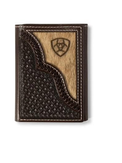 Men's Tri-Fold Wallet - Hair Overlay Chocolate