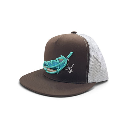 The Rancher Hat - Brown/Turquoise Feathered Outlaw