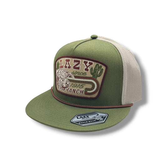Lazy J Hat - Olive/White Brewster